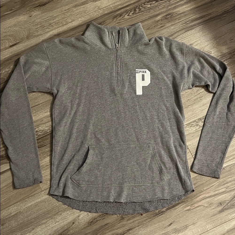 PINK Victoria's Secret Charcoal Zip-Up Sweater